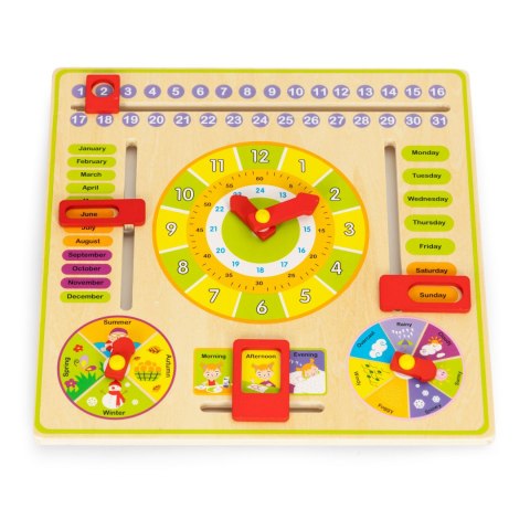 Drewniana tablica edukacyjna manipulacyjna kalendarz zegar ECOTOYS Drewniana tablica edukacyjna manipulacyjna kalendarz zegar ECOTOYS