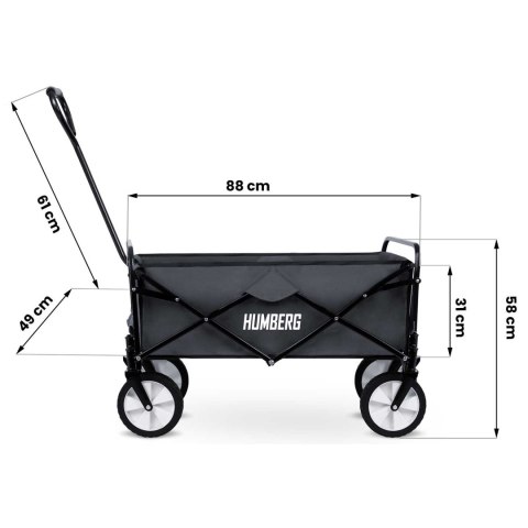 Wózek transportowy, składany 80L Humberg HM-511 - ciemno szary