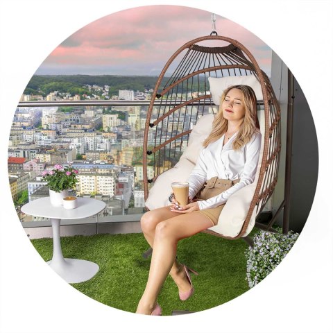 Fotel ogrodowy wiszący Luisiana brązowy + beżowe poduszki Sofotel Fotel ogrodowy wiszący Luisiana brązowy + beżowe poduszki Sofotel