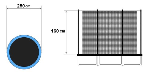 Siatka ochronna wewnętrzna trampolina 250cm 8ft/6 Siatka ochronna wewnętrzna trampolina 250cm 8ft/6
