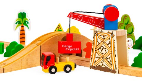 Drewniany pociąg kolejka 74 elementy ECOTOYS