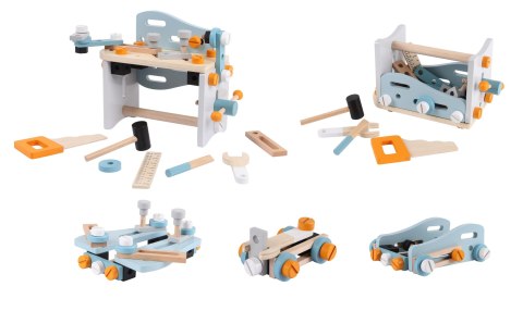 Mini warsztat stół narzędziowy drewniany zestaw konstrukcyjny 52 elementy ECOTOYS Mini warsztat stół narzędziowy drewniany zestaw konstrukcyjny 52 elementy ECOTOYS