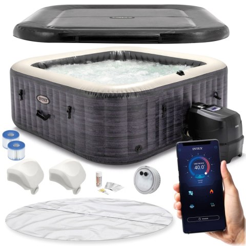 Nadmuchiwane jacuzzi kwadratowe hydromasaż 6 os. 196x71 cm akcesoria premium INTEX 28452