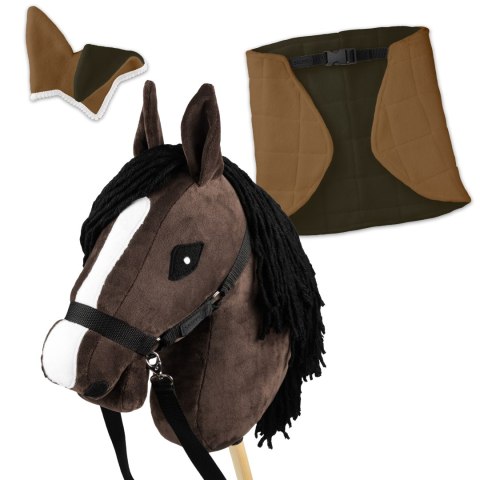Zestaw Skippi - Hobby Horse Gniady - Derka i nauszniki - beż i oliwka Zestaw Skippi - Hobby Horse Gniady - Derka i nauszniki - beż i oliwka