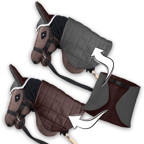 Zestaw Skippi - Hobby Horse Gniady - Derka szary i brąz - Kantar c-zielony Zestaw Skippi - Hobby Horse Gniady - Derka szary i brąz - Kantar c-zielony