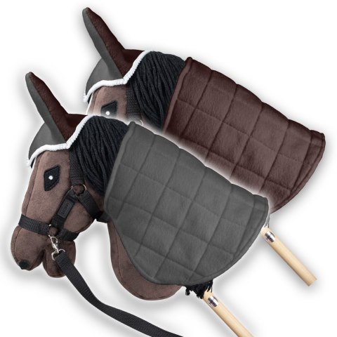 Zestaw Skippi - Hobby Horse Gniady - Derka szary i brąz - Kantar c-zielony Zestaw Skippi - Hobby Horse Gniady - Derka szary i brąz - Kantar c-zielony