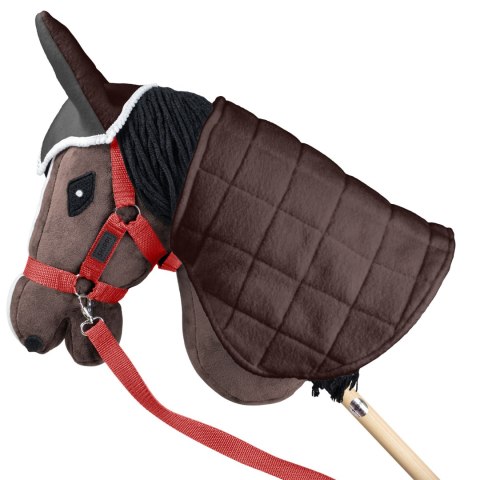 Zestaw Skippi - Hobby Horse Gniady - Derka szary i brąz - Kantar czerwony Zestaw Skippi - Hobby Horse Gniady - Derka szary i brąz - Kantar czerwony