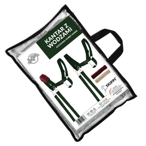 Zestaw Skippi - Hobby Horse czarny i dodatkowy kantar - ciemny zielony Zestaw Skippi - Hobby Horse czarny i dodatkowy kantar - ciemny zielony