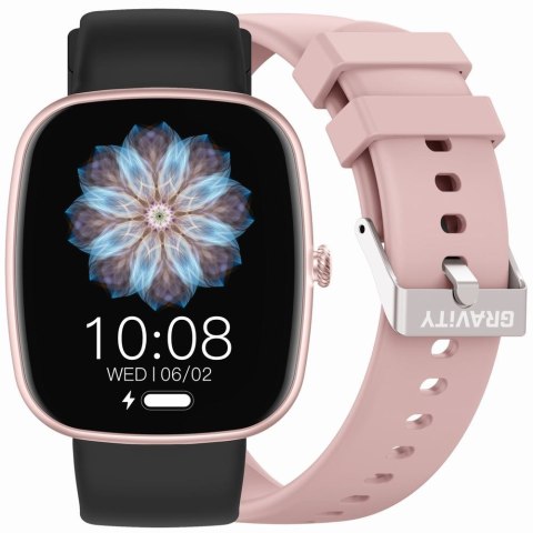 Smartwatch Damski GRAVITY GT18-1 Różowy Pasek Silikonowy + Czarny Pasek Smartwatch Damski GRAVITY GT18-1 Różowy Pasek Silikonowy + Czarny Pasek