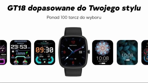 Smartwatch Damski GRAVITY GT18-5 Czarny Pasek Silikonowy + Szary Pasek Smartwatch Damski GRAVITY GT18-5 Czarny Pasek Silikonowy + Szary Pasek