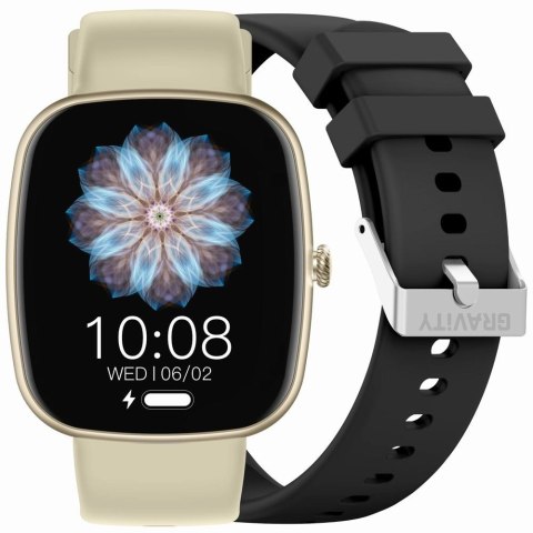 Smartwatch Damski GRAVITY GT18-7 Beżowy Pasek Silikonowy + Czarny Pasek Smartwatch Damski GRAVITY GT18-7 Beżowy Pasek Silikonowy + Czarny Pasek
