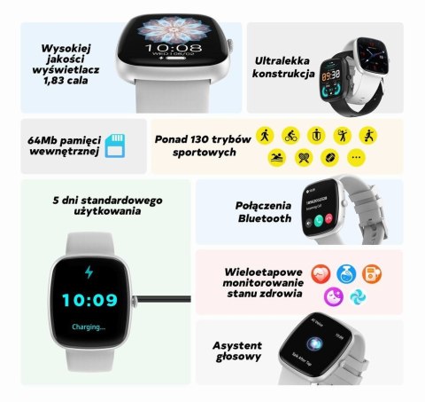 Smartwatch Damski GRAVITY GT18-7 Beżowy Pasek Silikonowy + Czarny Pasek Smartwatch Damski GRAVITY GT18-7 Beżowy Pasek Silikonowy + Czarny Pasek